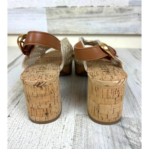 Aerosoles Women’s 8 Cornelia Cream Embroidered Raffia Fabric Platform Sandal NEW - Picture 6 of 9